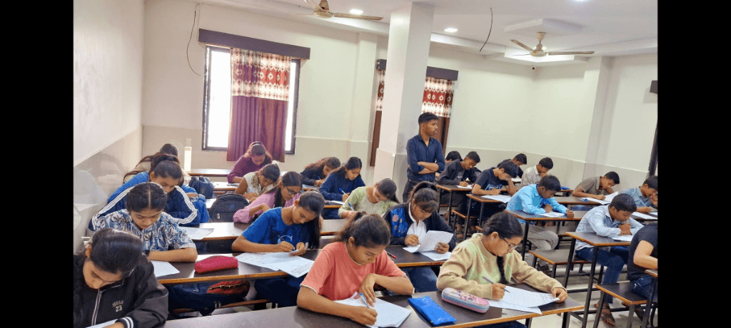 Students focused on study material